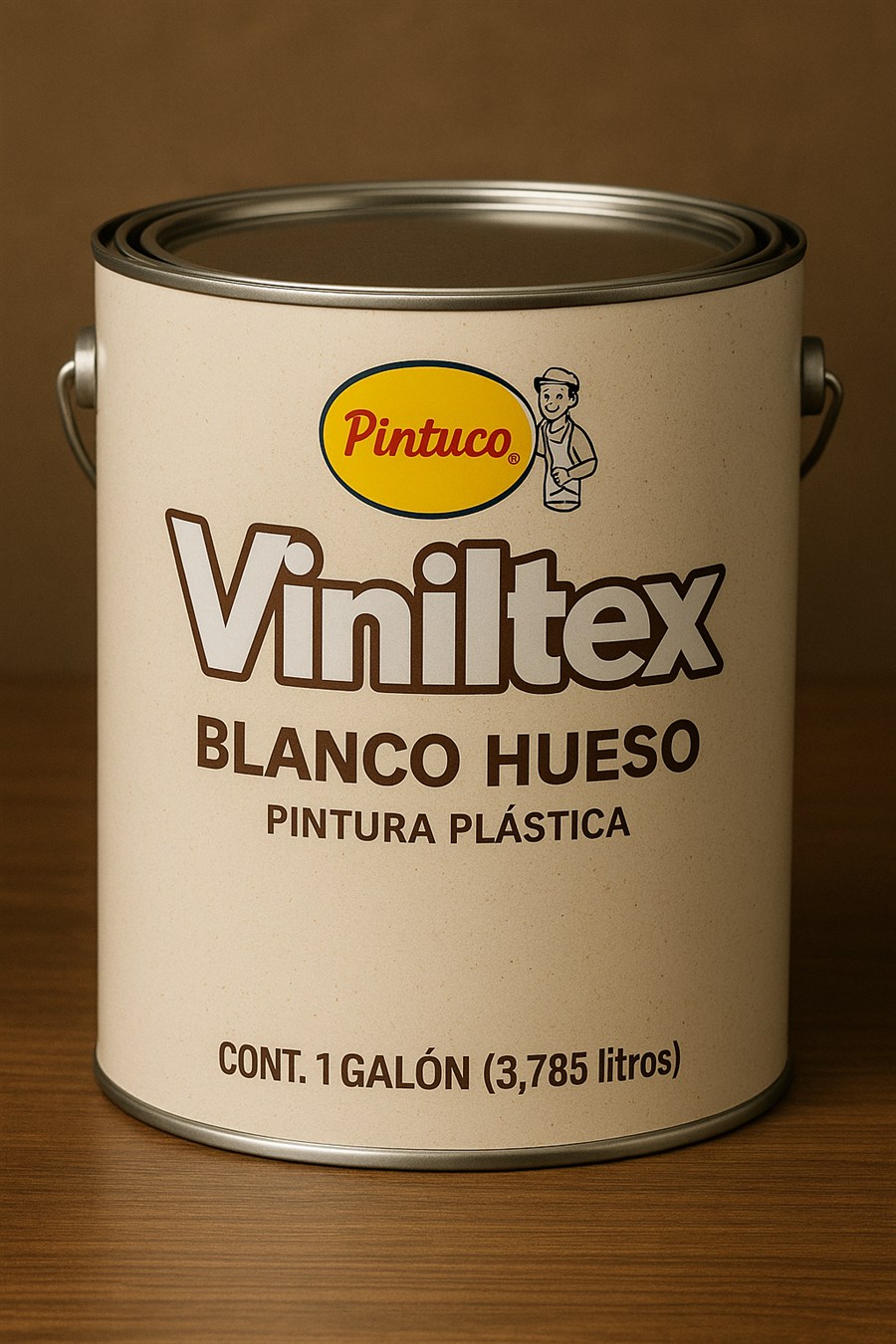 Fotografía del galón de pintura Viniltex blanco hueso